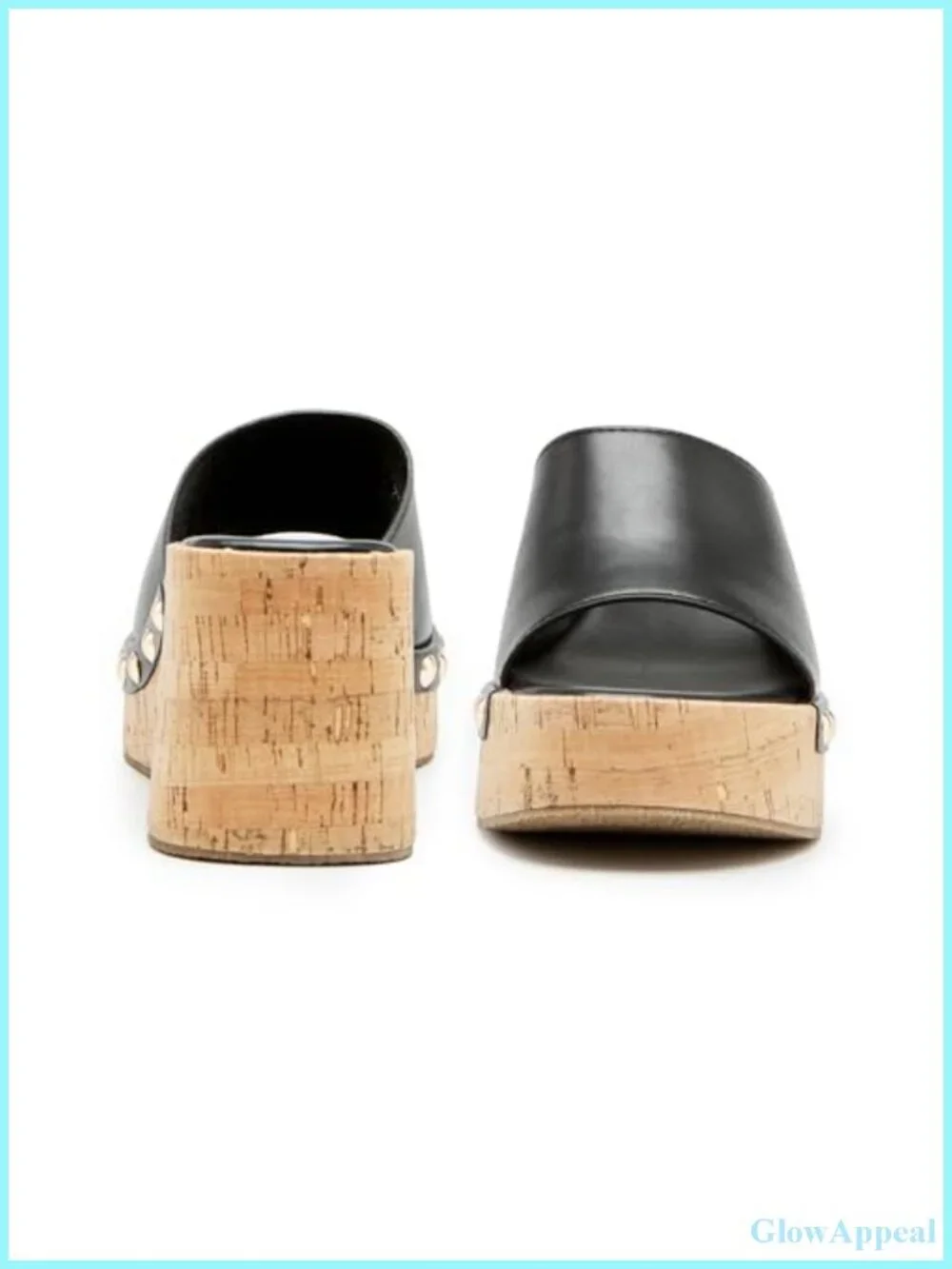 Womens Faux Leather Platform Wedge Sandals Studded Slip On Slides